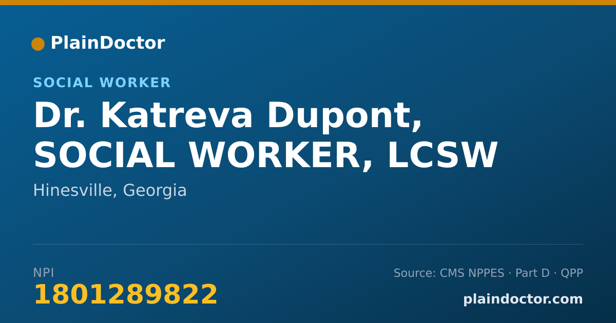 Shareable card for Katreva Dupont, SOCIAL WORKER, LCSW - Social Worker, Hinesville, GA