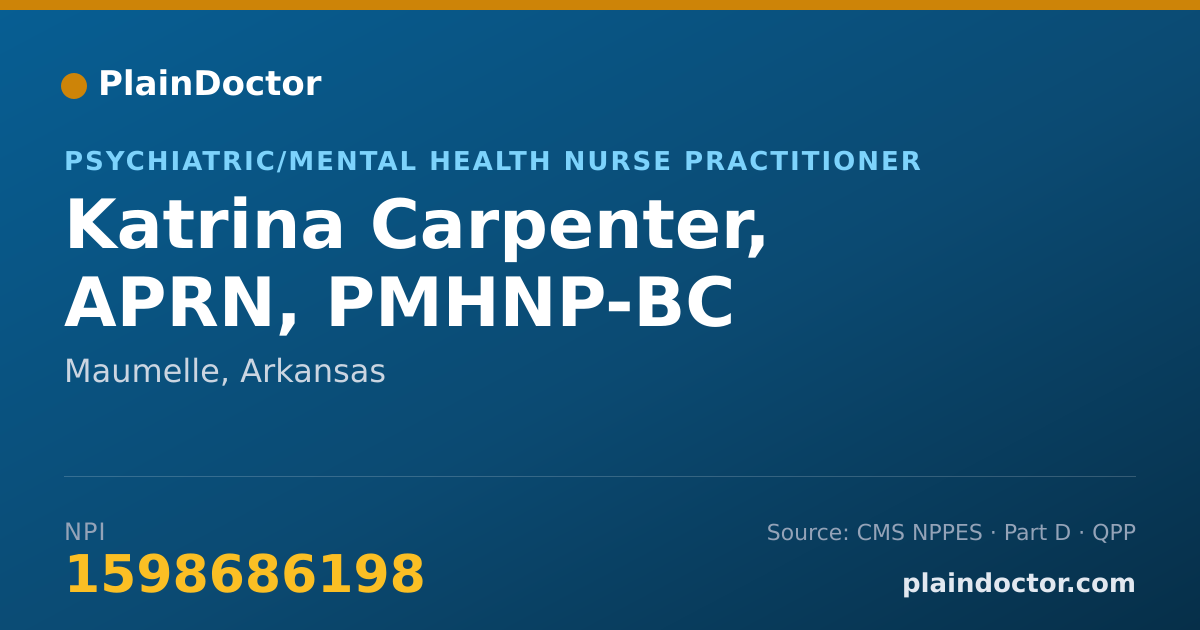 Shareable card for Katrina Carpenter, APRN, PMHNP-BC - Psychiatric/Mental Health Nurse Practitioner, Maumelle, AR