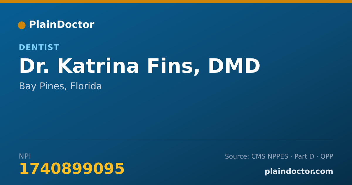 Shareable card for Katrina Fins, DMD - Dentist, Bay Pines, FL