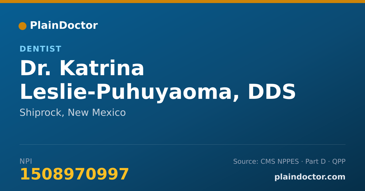 Shareable card for Katrina Leslie-Puhuyaoma, DDS - Dentist, Shiprock, NM