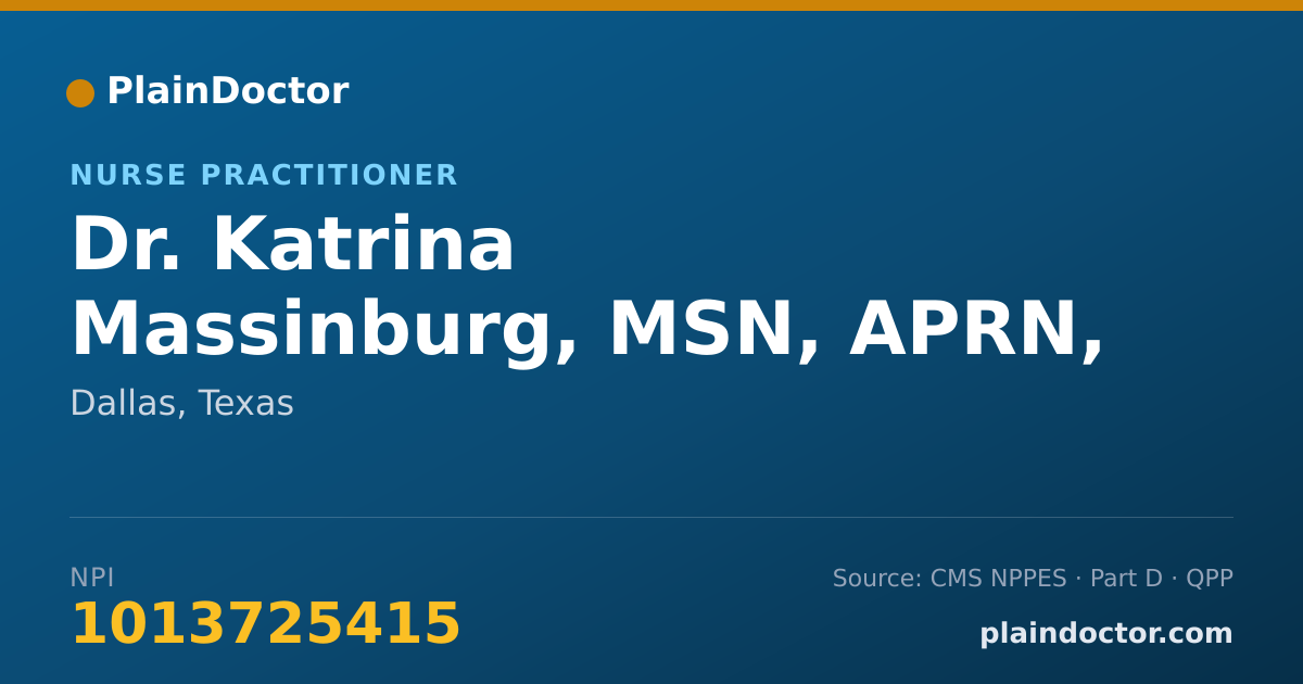 Shareable card for Katrina Massinburg, MSN, APRN, FNP-BC - Nurse Practitioner, Dallas, TX