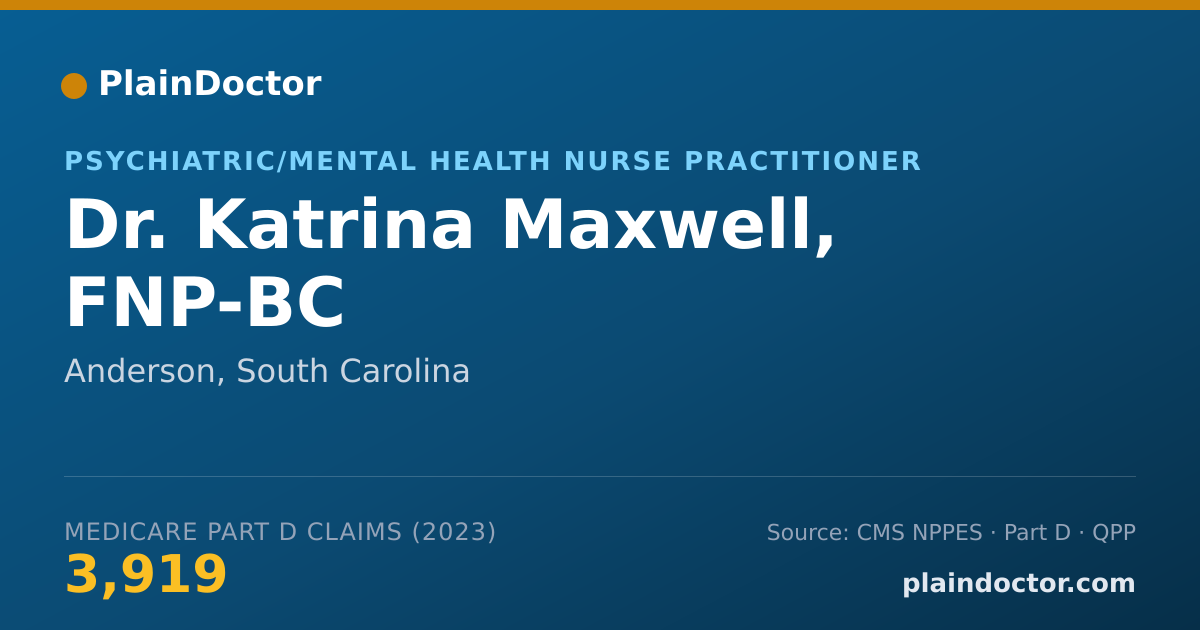 Shareable card for Katrina Maxwell, FNP-BC - Psychiatric/Mental Health Nurse Practitioner, Anderson, SC