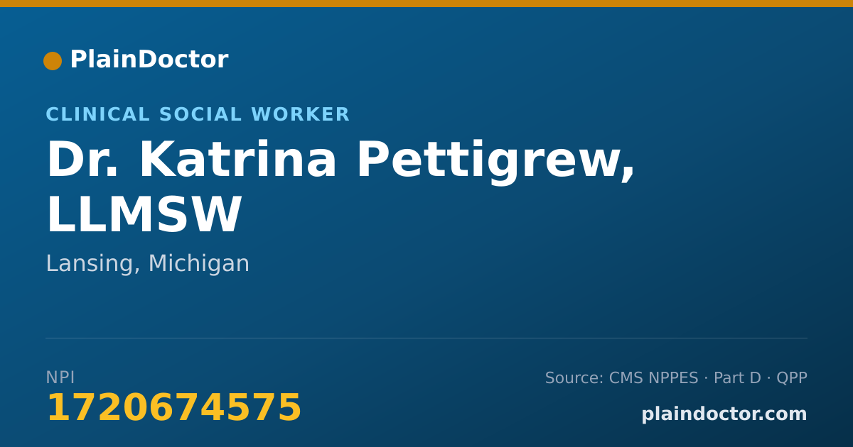 Shareable card for Katrina Pettigrew, LLMSW - Clinical Social Worker, Lansing, MI