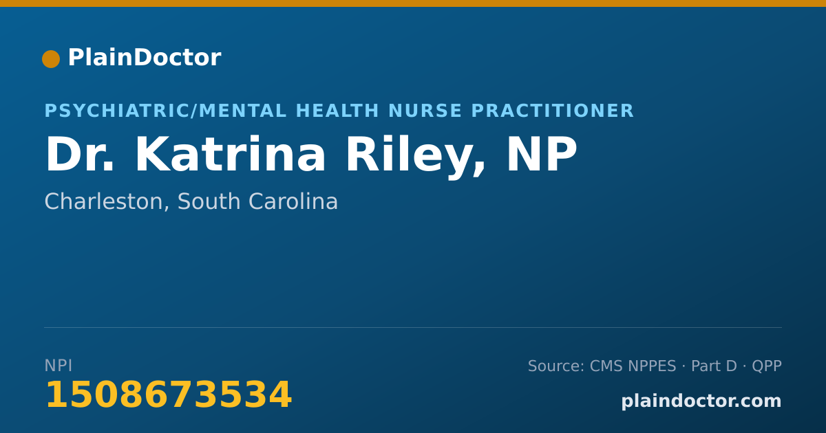 Shareable card for Katrina Riley, NP - Psychiatric/Mental Health Nurse Practitioner, Charleston, SC