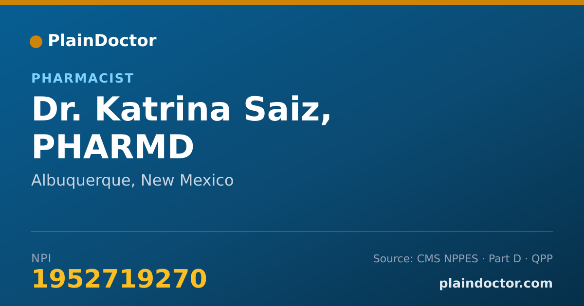 Shareable card for Katrina Saiz, PHARMD - Pharmacist, Albuquerque, NM