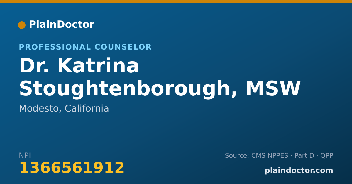 Shareable card for Katrina Stoughtenborough, MSW - Professional Counselor, Modesto, CA