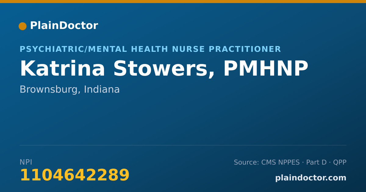 Shareable card for Katrina Stowers, PMHNP - Psychiatric/Mental Health Nurse Practitioner, Brownsburg, IN