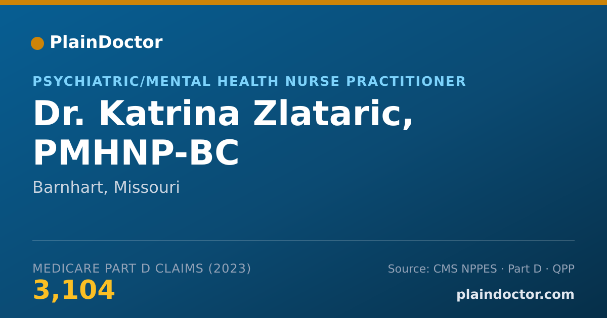 Shareable card for Katrina Zlataric, PMHNP-BC - Psychiatric/Mental Health Nurse Practitioner, Barnhart, MO