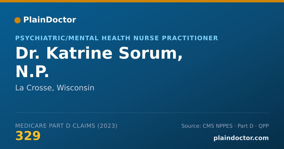 Shareable card for Katrine Sorum, N.P. - Psychiatric/Mental Health Nurse Practitioner, La Crosse, WI