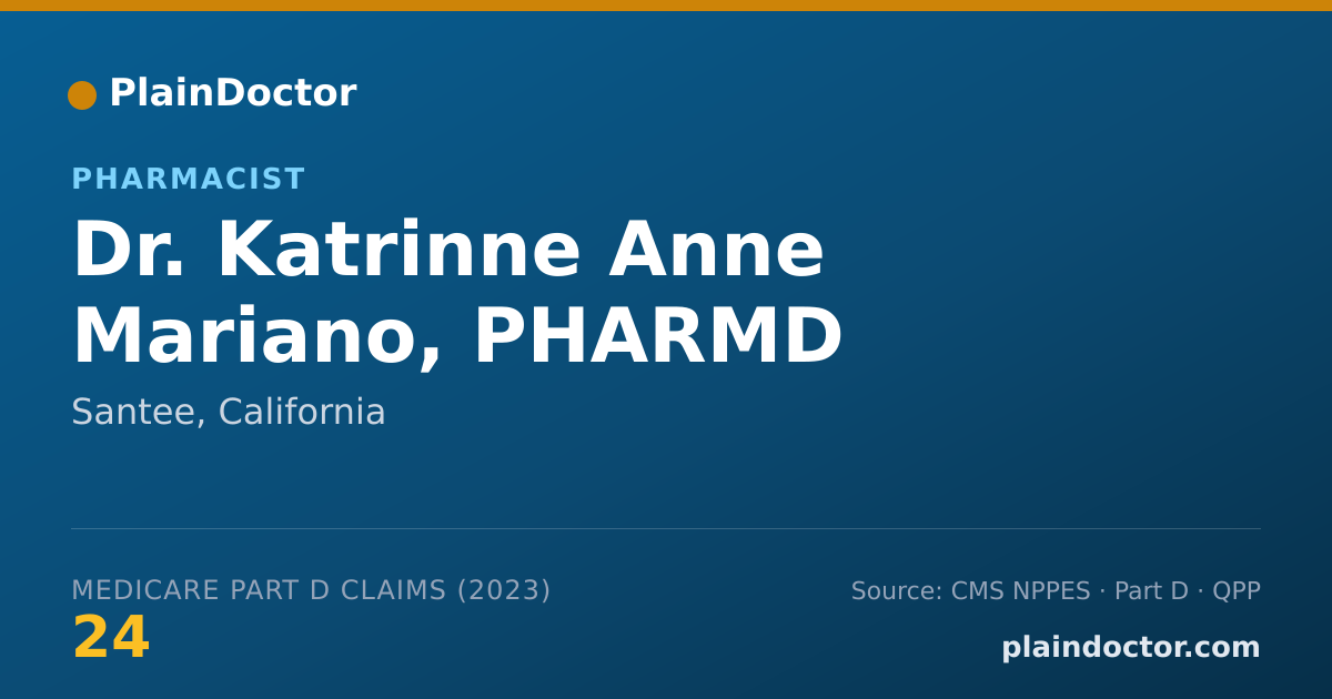 Shareable card for Katrinne Anne Mariano, PHARMD - Pharmacist, Santee, CA