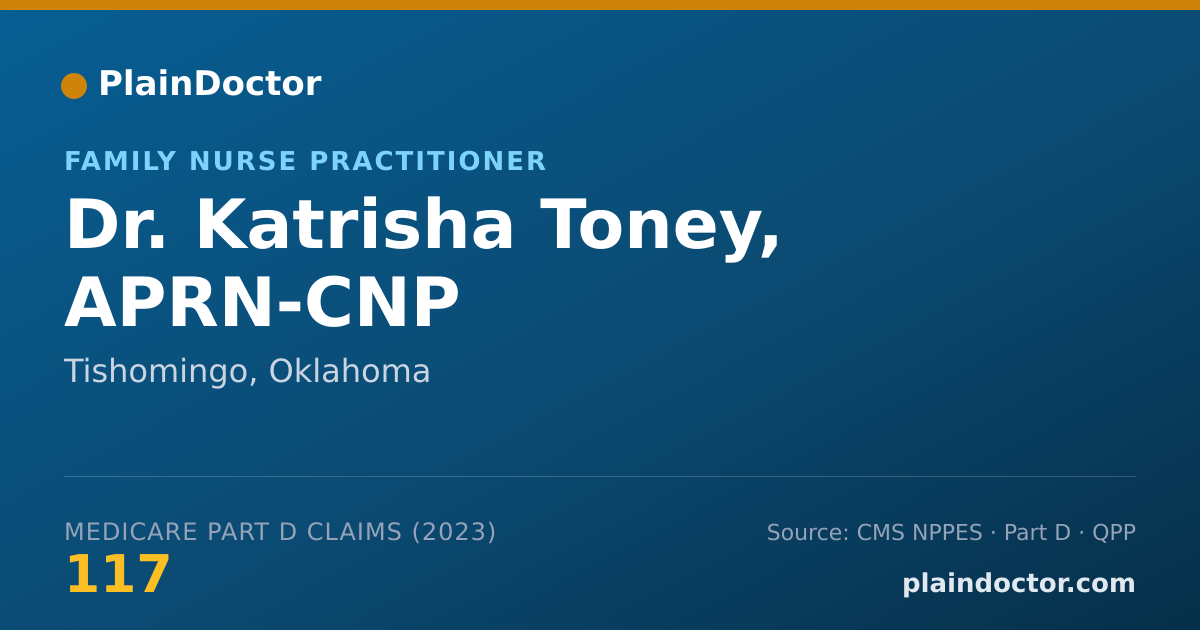 Shareable card for Katrisha Toney, APRN-CNP - Family Nurse Practitioner, Tishomingo, OK