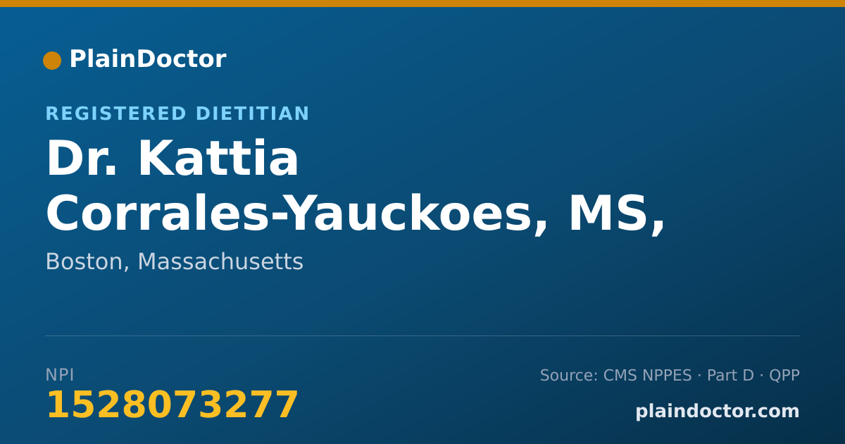 Shareable card for Kattia Corrales-Yauckoes, MS, RD, LDN - Registered Dietitian, Boston, MA