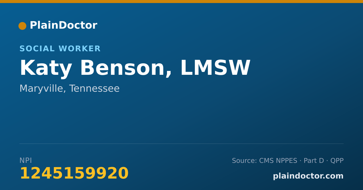 Shareable card for Katy Benson, LMSW - Social Worker, Maryville, TN