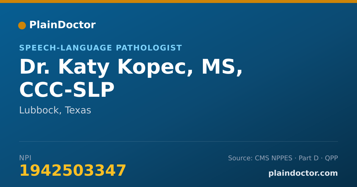 Shareable card for Katy Kopec, MS, CCC-SLP - Speech-Language Pathologist, Lubbock, TX