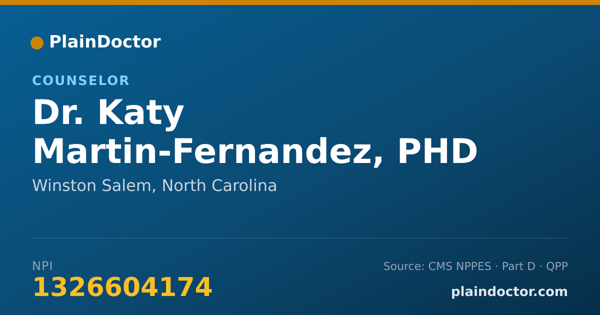 Shareable card for Katy Martin-Fernandez, PHD - Counselor, Winston Salem, NC