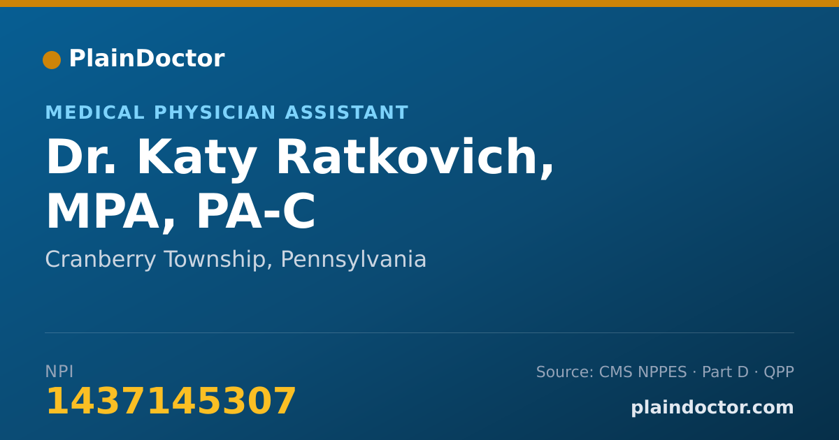 Shareable card for Katy Ratkovich, MPA, PA-C - Medical Physician Assistant, Cranberry Township, PA