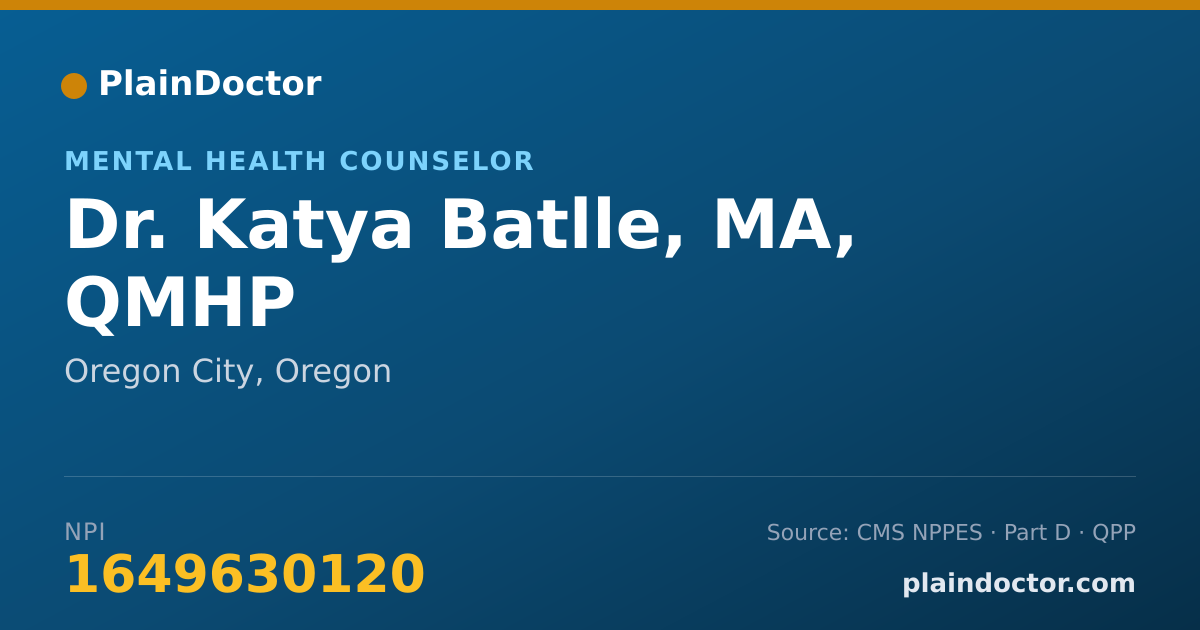 Shareable card for Katya Batlle, MA, QMHP - Mental Health Counselor, Oregon City, OR