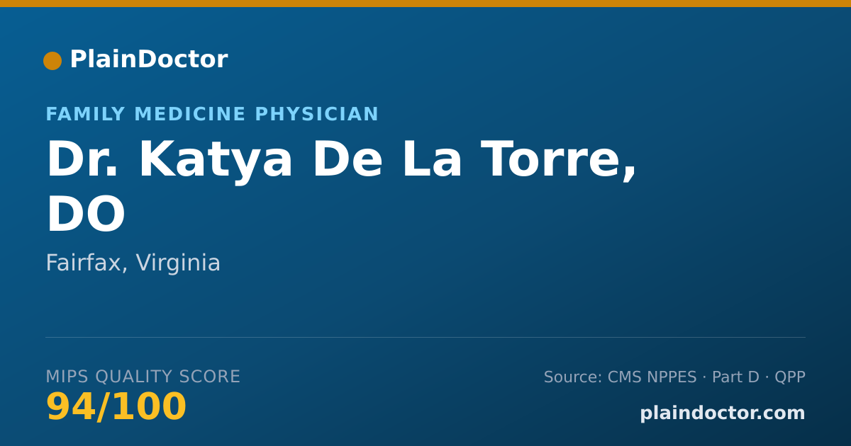 Shareable card for Katya De La Torre, DO - Family Medicine Physician, Fairfax, VA