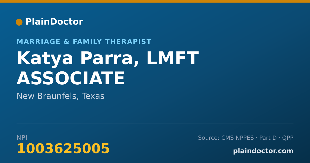 Shareable card for Katya Parra, LMFT ASSOCIATE - Marriage & Family Therapist, New Braunfels, TX
