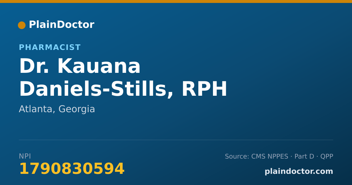 Shareable card for Kauana Daniels-Stills, RPH - Pharmacist, Atlanta, GA