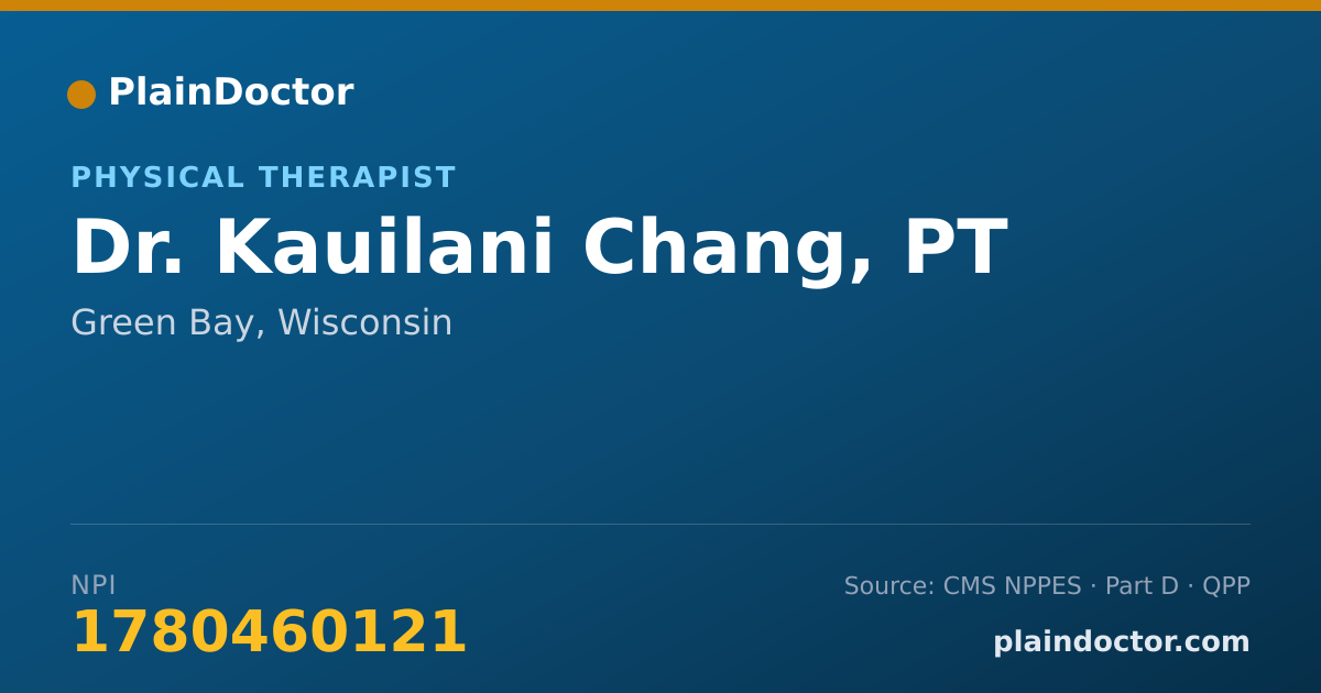 Shareable card for Kauilani Chang, PT - Physical Therapist, Green Bay, WI