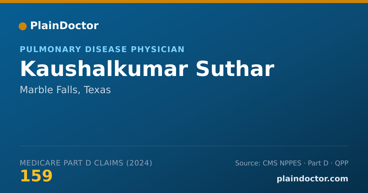 Shareable card for Kaushalkumar Suthar - Pulmonary Disease Physician, Marble Falls, TX