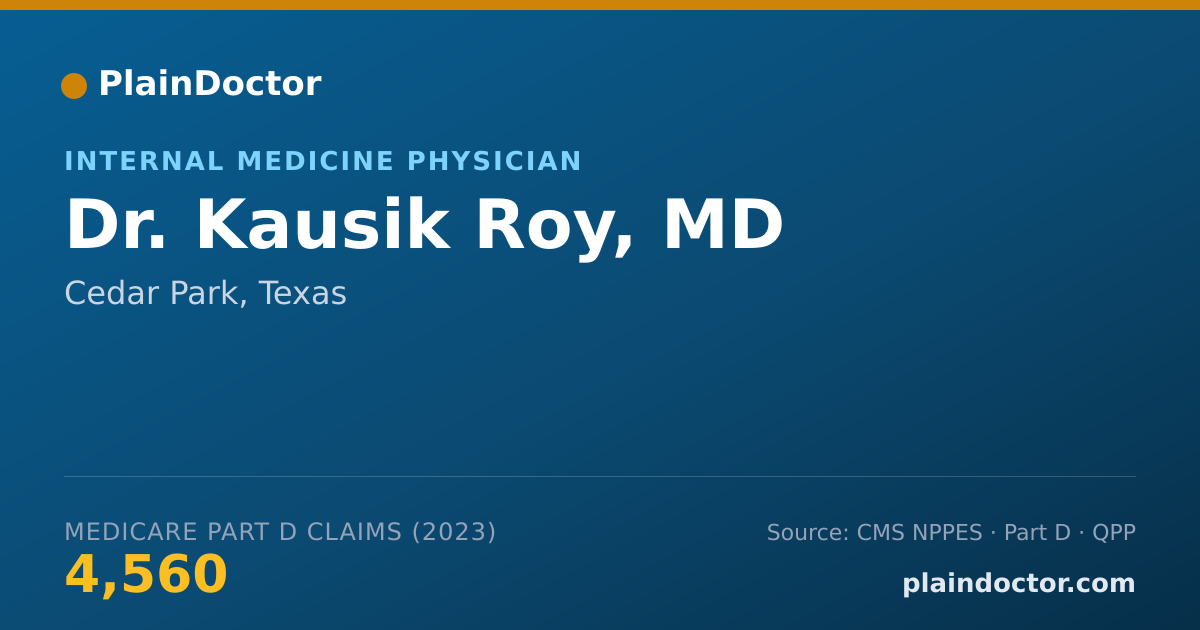 Shareable card for Kausik Roy, MD - Internal Medicine Physician, Cedar Park, TX