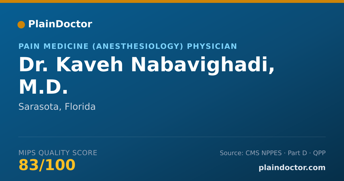 Shareable card for Kaveh Nabavighadi, M.D. - Pain Medicine (Anesthesiology) Physician, Sarasota, FL