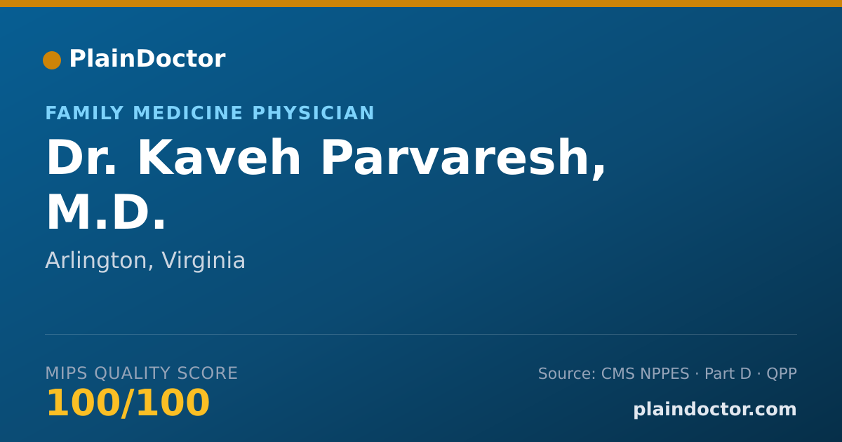 Shareable card for Kaveh Parvaresh, M.D. - Family Medicine Physician, Arlington, VA