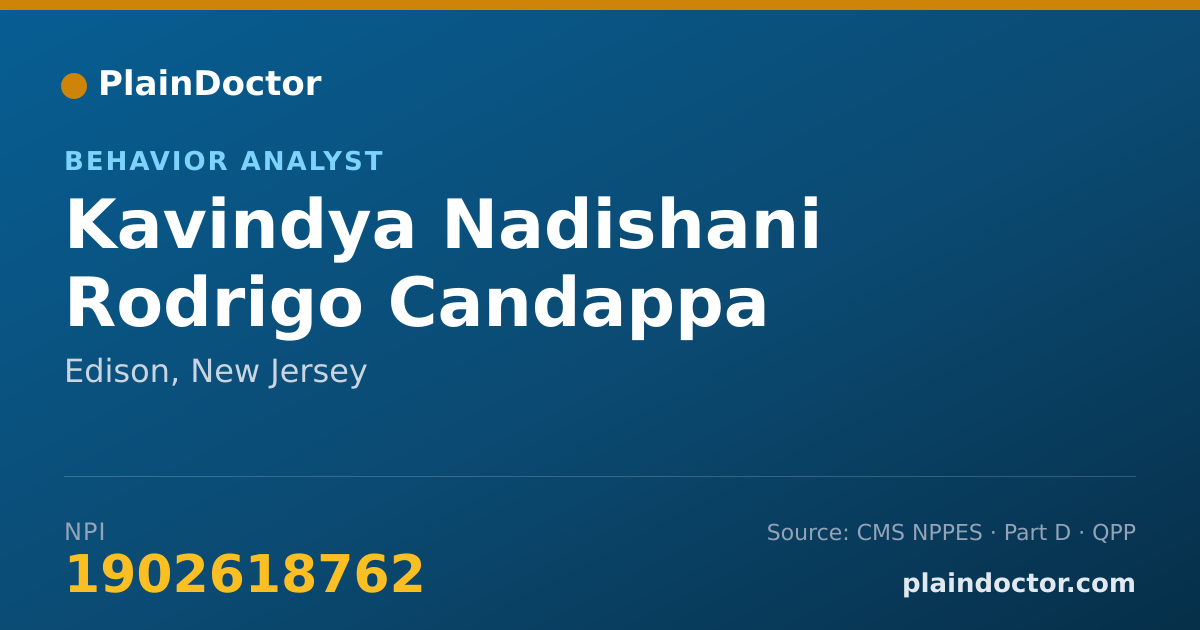 Shareable card for Kavindya Nadishani Rodrigo Candappa - Behavior Analyst, Edison, NJ
