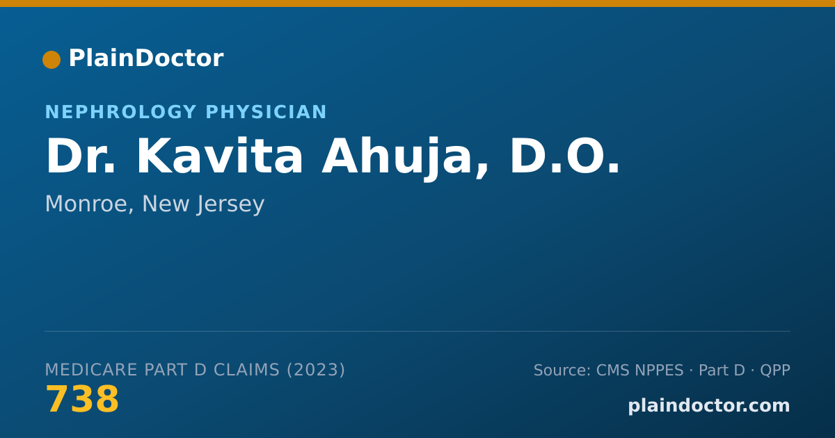 Shareable card for Kavita Ahuja, D.O. - Nephrology Physician, Monroe, NJ