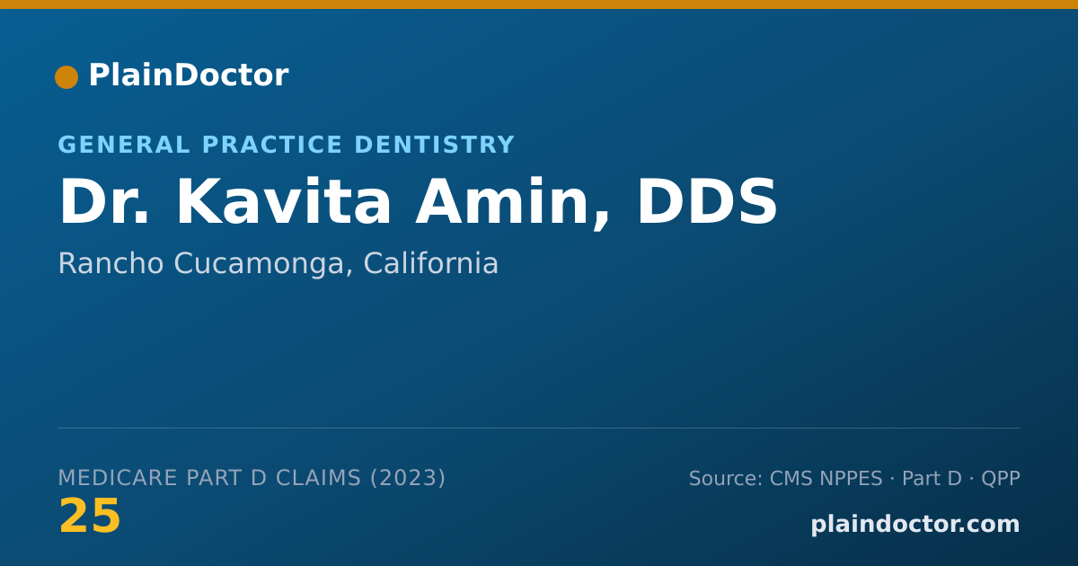 Shareable card for Kavita Amin, DDS - General Practice Dentistry, Rancho Cucamonga, CA