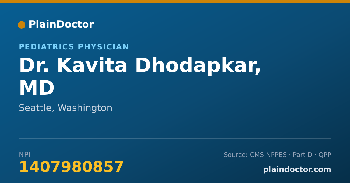 Shareable card for Kavita Dhodapkar, MD - Pediatrics Physician, Seattle, WA
