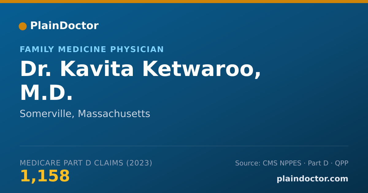 Shareable card for Kavita Ketwaroo, M.D. - Family Medicine Physician, Somerville, MA