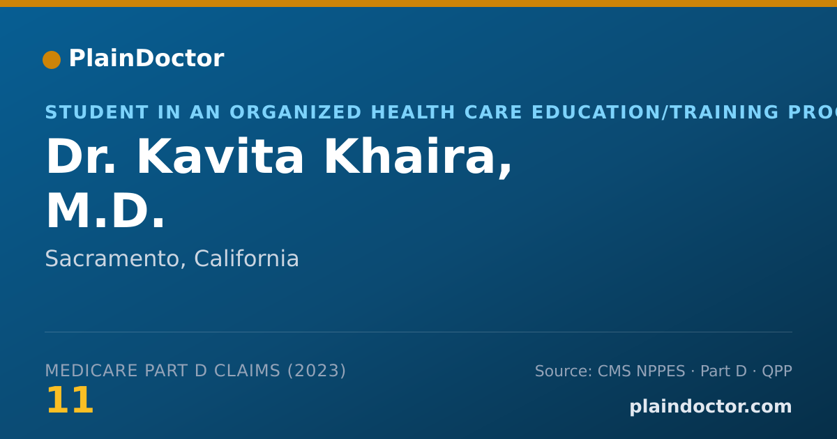 Shareable card for Kavita Khaira, M.D. - Student in an Organized Health Care Education/Training Program, Sacramento, CA