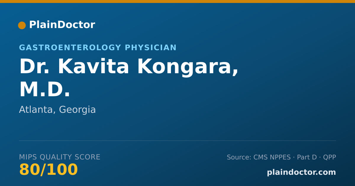 Shareable card for Kavita Kongara, M.D. - Gastroenterology Physician, Atlanta, GA