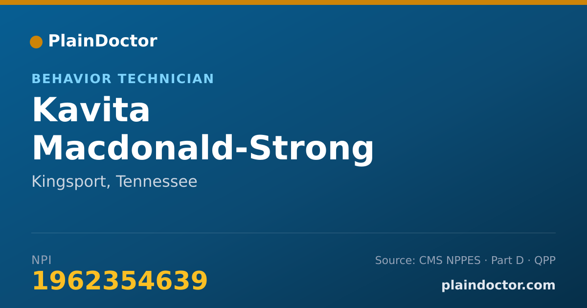 Shareable card for Kavita Macdonald-Strong - Behavior Technician, Kingsport, TN