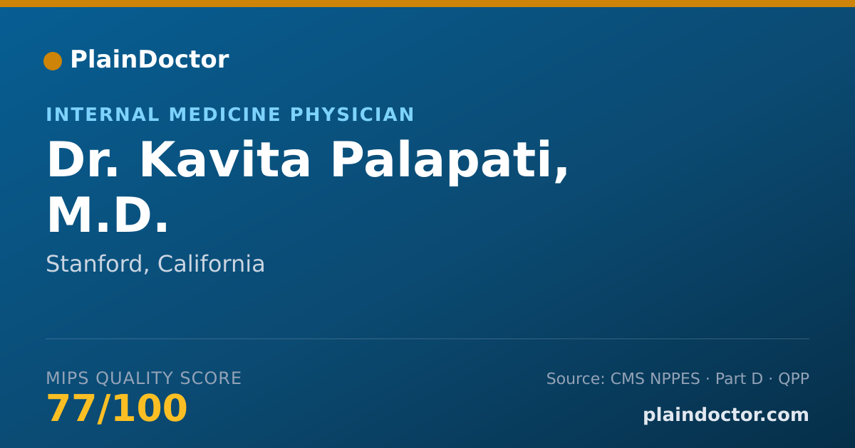 Shareable card for Kavita Palapati, M.D. - Internal Medicine Physician, Stanford, CA