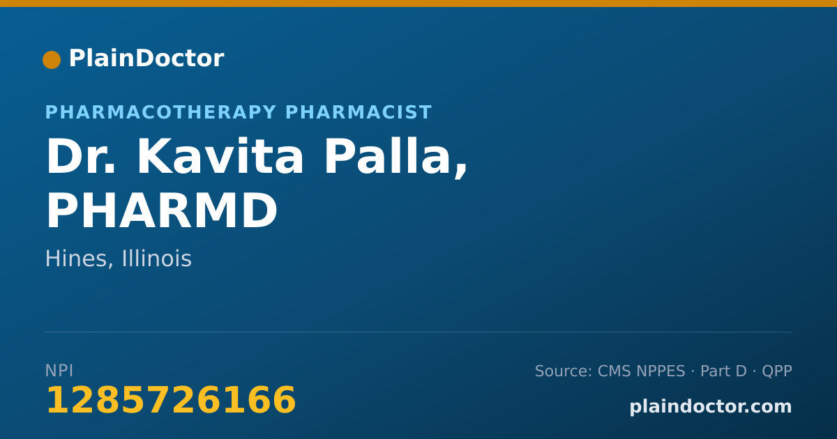 Shareable card for Kavita Palla, PHARMD - Pharmacotherapy Pharmacist, Hines, IL