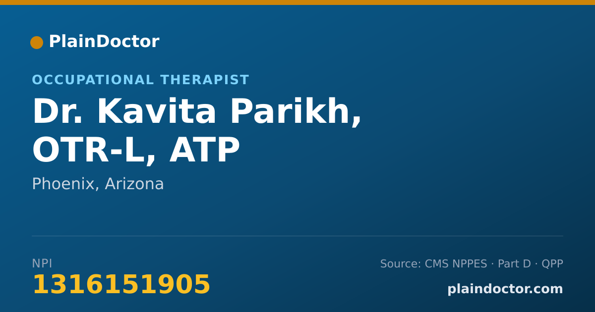 Shareable card for Kavita Parikh, OTR-L, ATP - Occupational Therapist, Phoenix, AZ