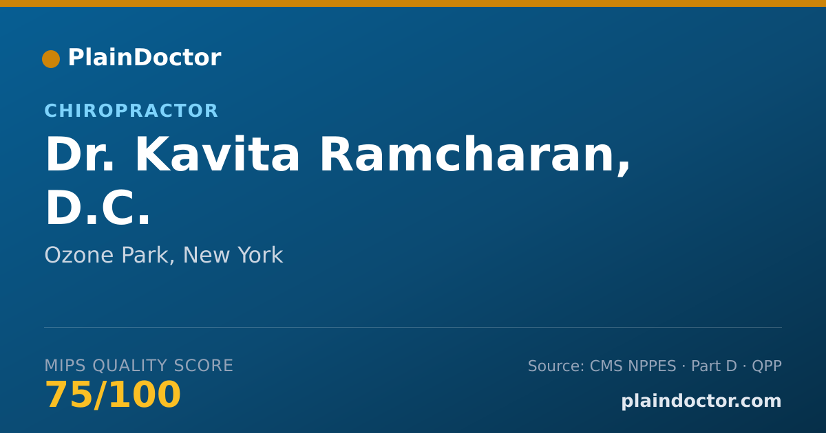 Shareable card for Kavita Ramcharan, D.C. - Chiropractor, Ozone Park, NY