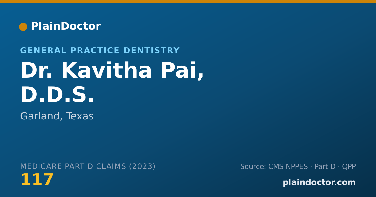 Shareable card for Kavitha Pai, D.D.S. - General Practice Dentistry, Garland, TX