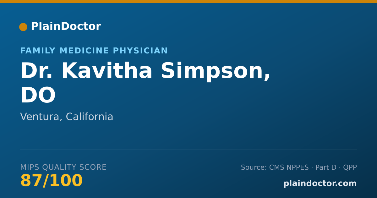 Shareable card for Kavitha Simpson, DO - Student in an Organized Health Care Education/Training Program, Ventura, CA