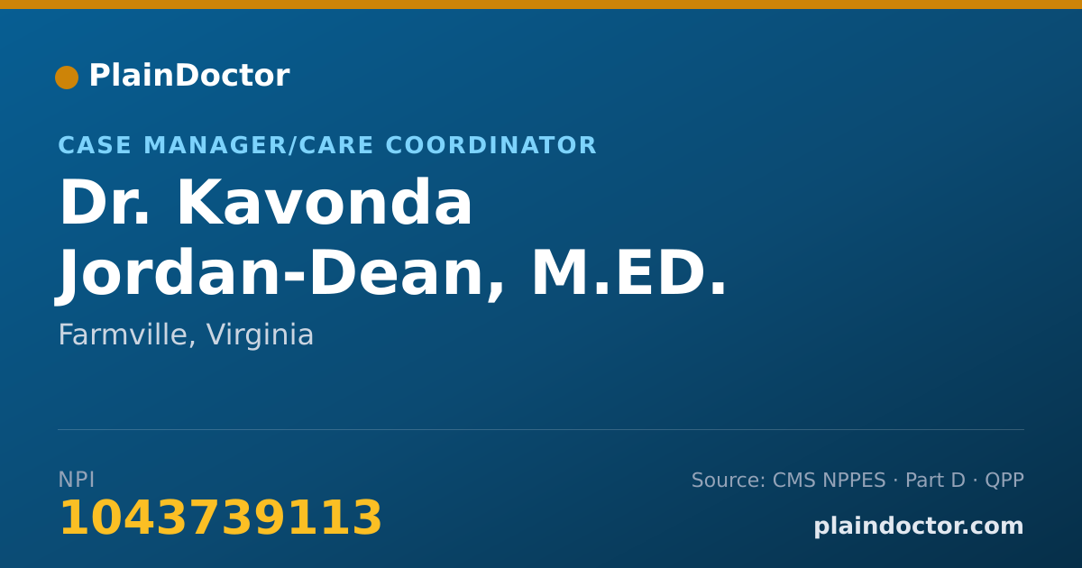 Shareable card for Kavonda Jordan-Dean, M.ED. - Case Manager/Care Coordinator, Farmville, VA