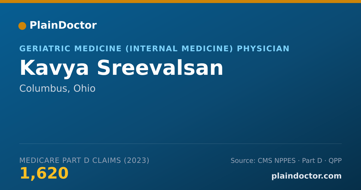 Shareable card for Kavya Sreevalsan - Geriatric Medicine (Internal Medicine) Physician, Columbus, OH