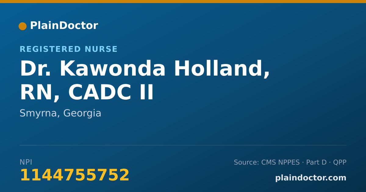 Shareable card for Kawonda Holland, RN, CADC II - Registered Nurse, Smyrna, GA