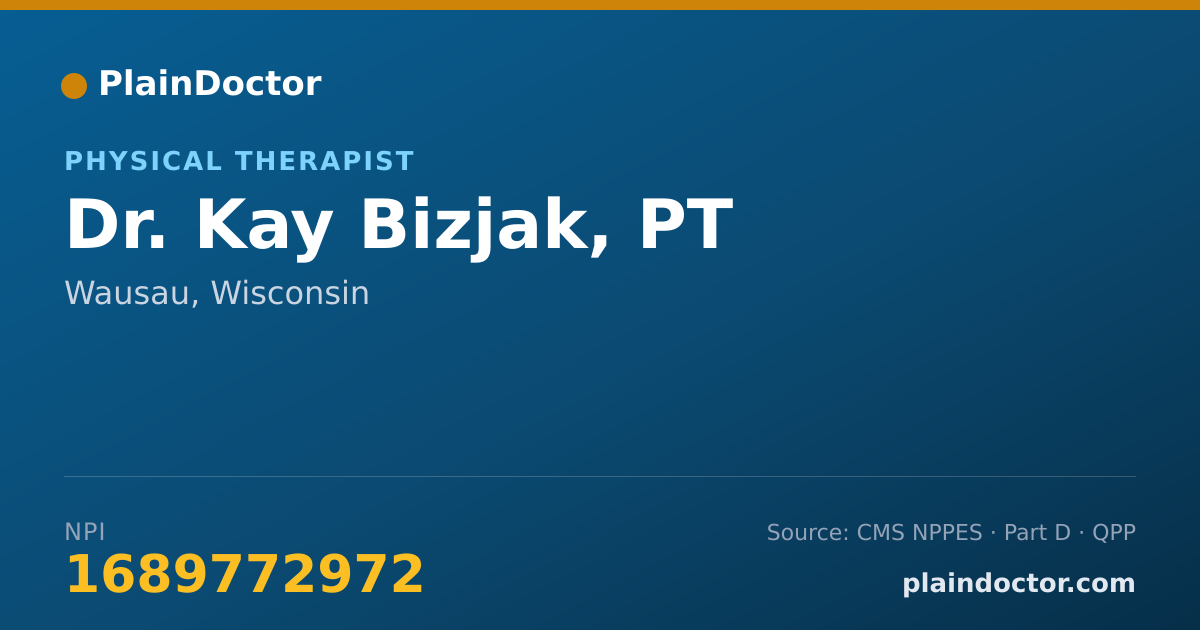Shareable card for Kay Bizjak, PT - Physical Therapist, Wausau, WI