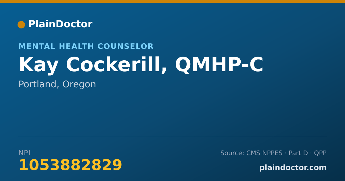 Shareable card for Kay Cockerill, QMHP-C - Mental Health Counselor, Portland, OR