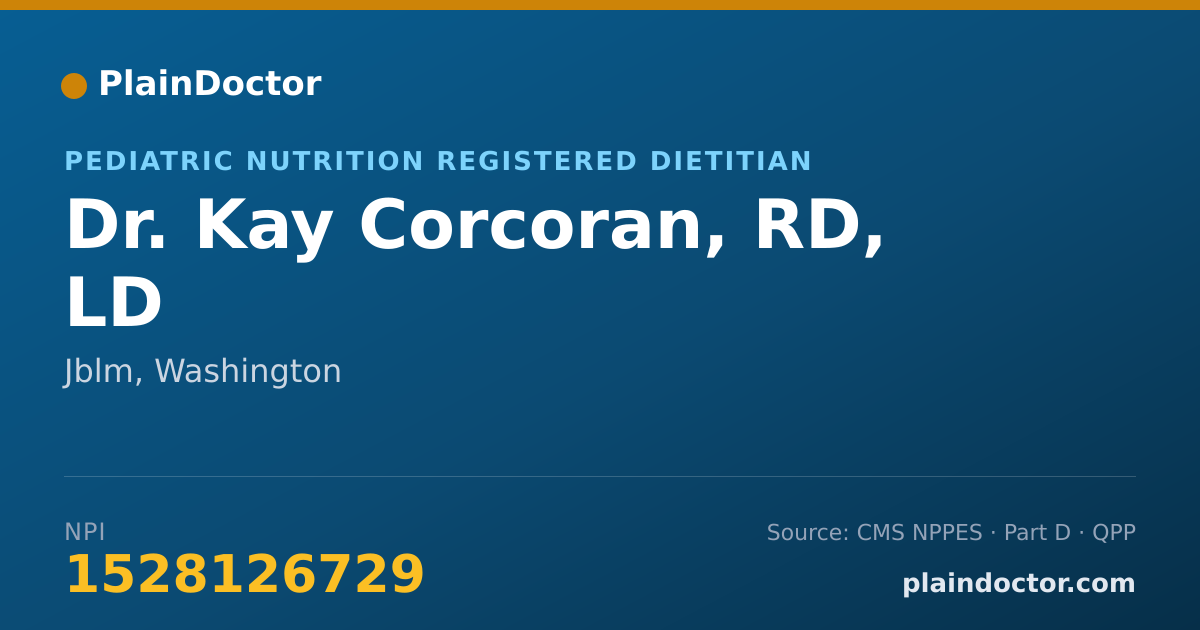 Shareable card for Kay Corcoran, RD, LD - Pediatric Nutrition Registered Dietitian, Jblm, WA