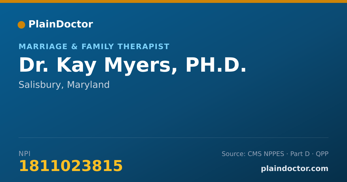Shareable card for Kay Myers, PH.D. - Marriage & Family Therapist, Salisbury, MD